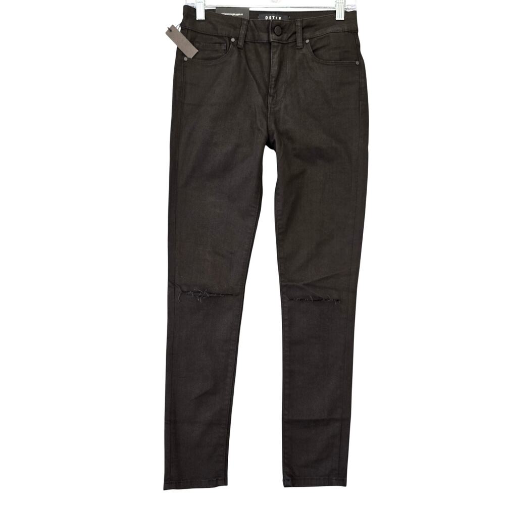 DSTLD Black Skinny Jeans NEW Size 29 Stretch Grunge Distressed Denim Women's Zip